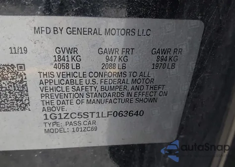 2020 Chevrolet Malibu Fwd 1Fl from USA, damaged, VIN 1G1ZC5ST1LF063640